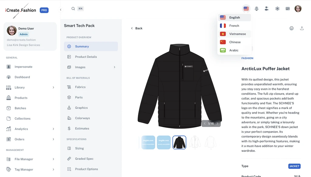 iCreate.Fashion Smart Tech Pack product detail interface