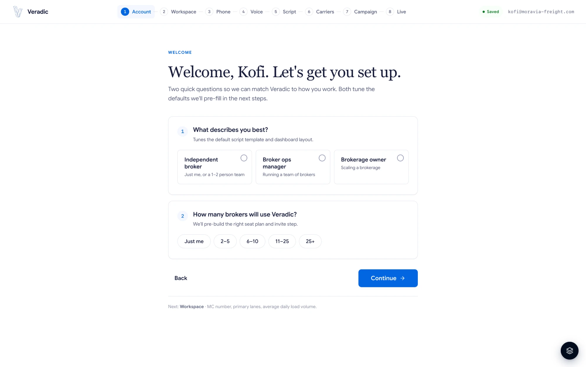 Onboarding: welcome step